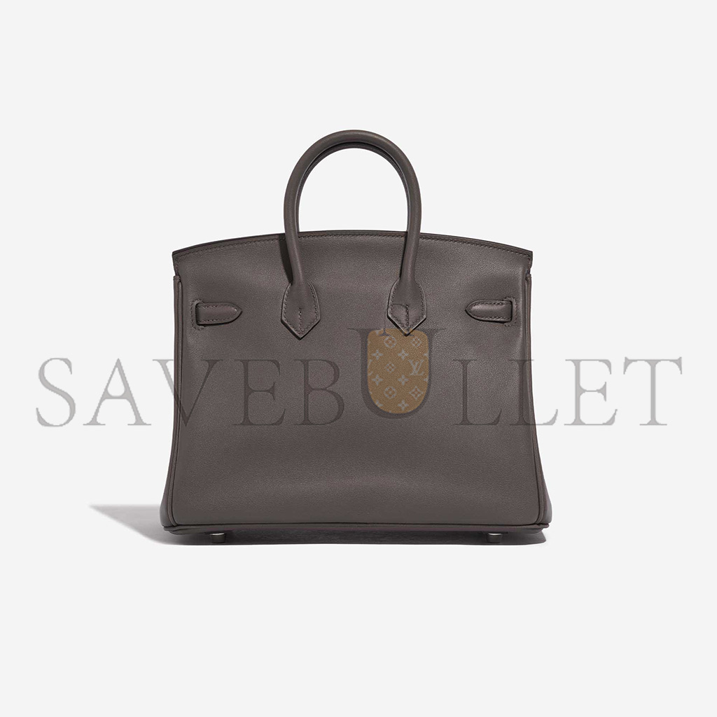 H**mes master birkin 25 swift leather pewter grey silver buckle bag h049362ck10 (25*20*13cm)